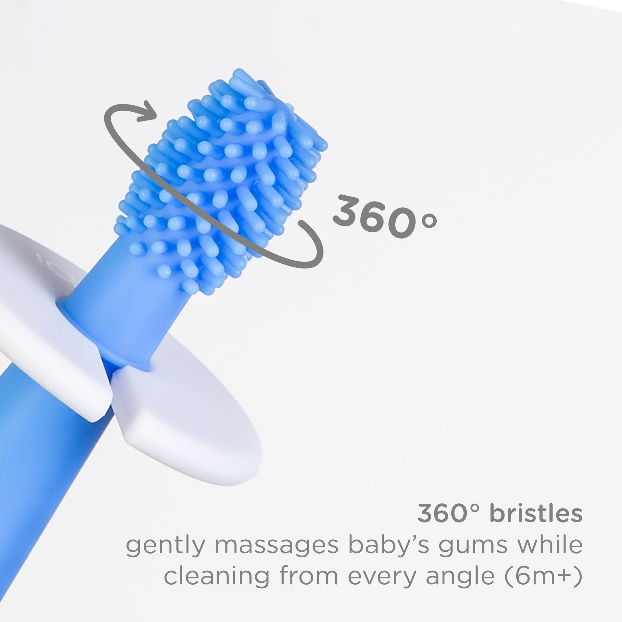 Ubbi 3 pcs Toothbrush Training Set for Babies and Toddlers, Includes Silicone Finger Brush, 360° and Soft Bristled Toothbrush, Polaris Blue