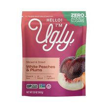Ugly dried sliced white peaches & plums pouch, zero added sugars, 20 oz