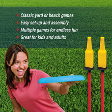 Ring toss stakes with two yellow tops and red bases