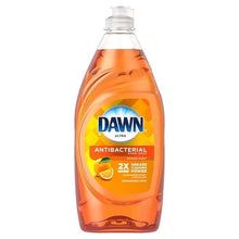 Dishwashing liquid bottle with Dawn Ultra antibacterial orange-scent formula