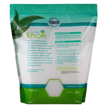 Back panel of Eucalyptus Epsom bath salts bag with ingredients and directions