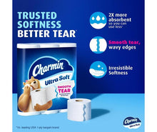 Charmin Ultra Soft 2-ply toilet paper roll pack with smooth-tear feature