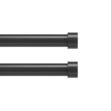 Black 2-pack curtain rod with end caps and straight bar