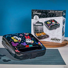Mickey and Minnie sandwich maker retail box with black character appliance