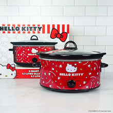 Two Hello Kitty 5-qt slow cookers with red bodies, black lids, and heat dials