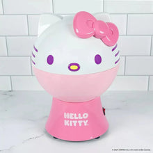 Pink and white Hello Kitty popcorn maker with bow top and face front