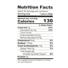 Nutrition facts for snack bites: 130 calories per serving (1 piece, 26g)