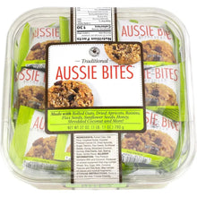 Traditional snack bites container with Aussie Bites label