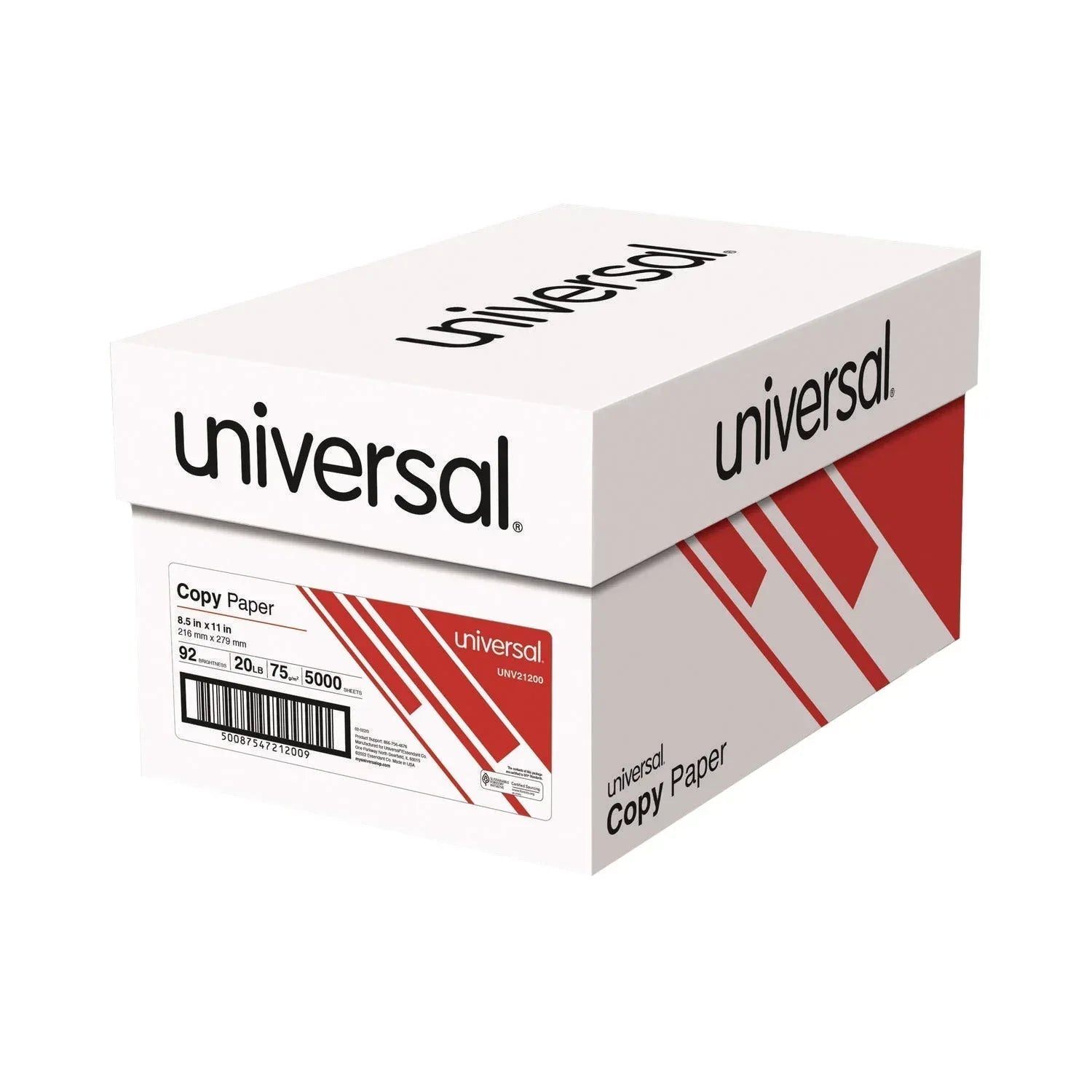 Universal Copy Paper, 8.5"x11" Letter, White, 20lb, 92 Bright