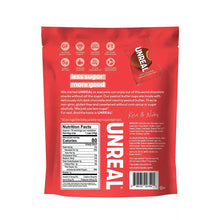 Unreal dark chocolate peanut butter cups bag with nutrition and ingredients