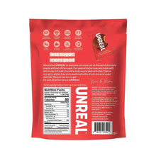 Unreal dark chocolate peanut butter cups bag back with nutrition facts