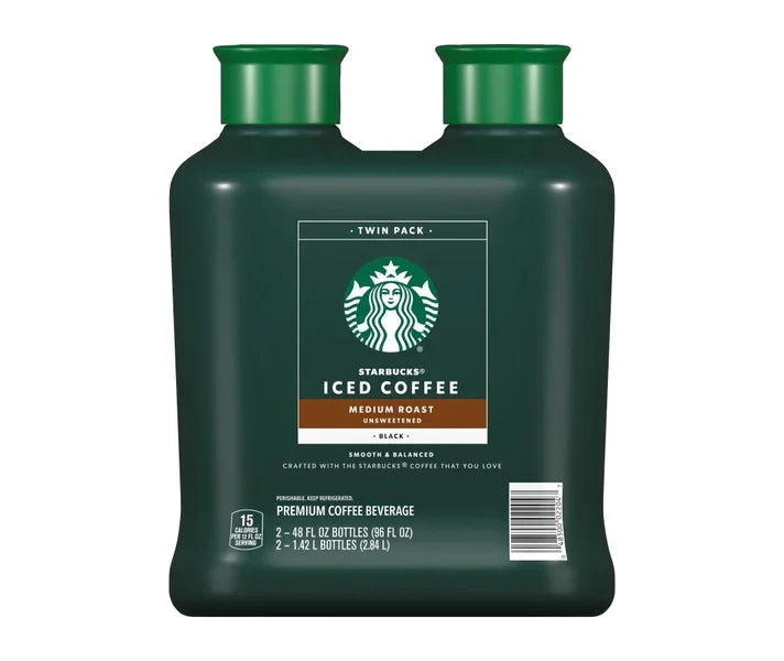 Starbucks Unsweetened Medium Roast Refrigerated Iced Coffee, 48 fl. oz., 2 pack