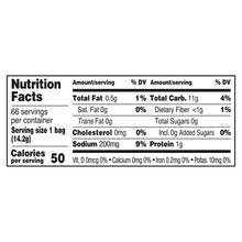 Nutrition facts panel for Halloween pretzels: 50 calories per serving