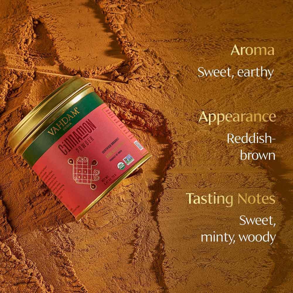 VAHDAM, Organic Cinnamon Powder (2.47oz) Gluten-Free, Raw Ground Cinnamon, Direct from Source