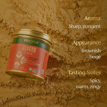 VAHDAM ginger powder jar with gold lid, front label visible