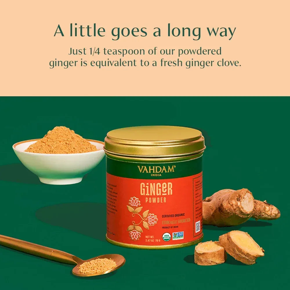 VAHDAM, Organic Ginger Powder (2.47oz) Non-GMO, Made from 100% Raw Ginger Root, Direct from Source