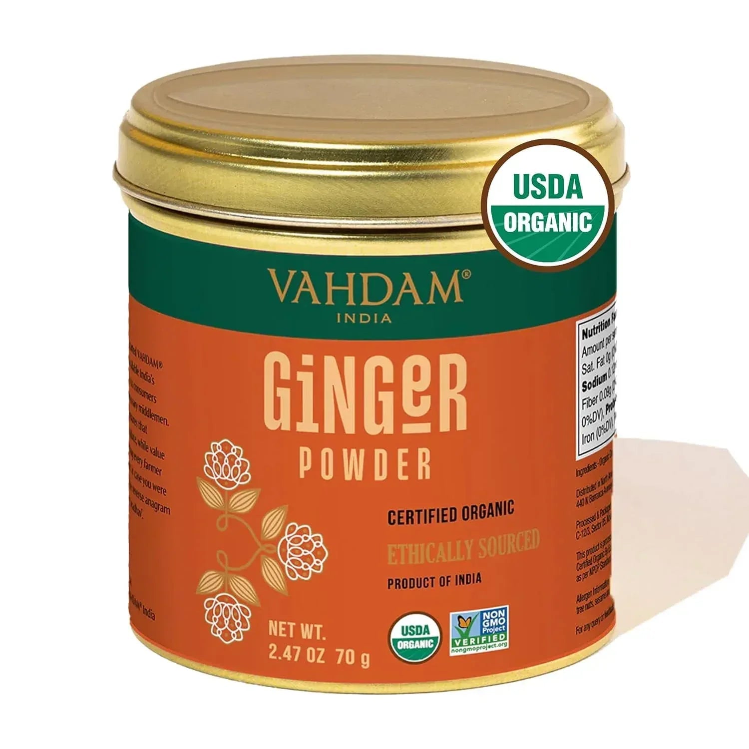 VAHDAM, Organic Ginger Powder (2.47oz) Non-GMO, Made from 100% Raw Ginger Root, Direct from Source