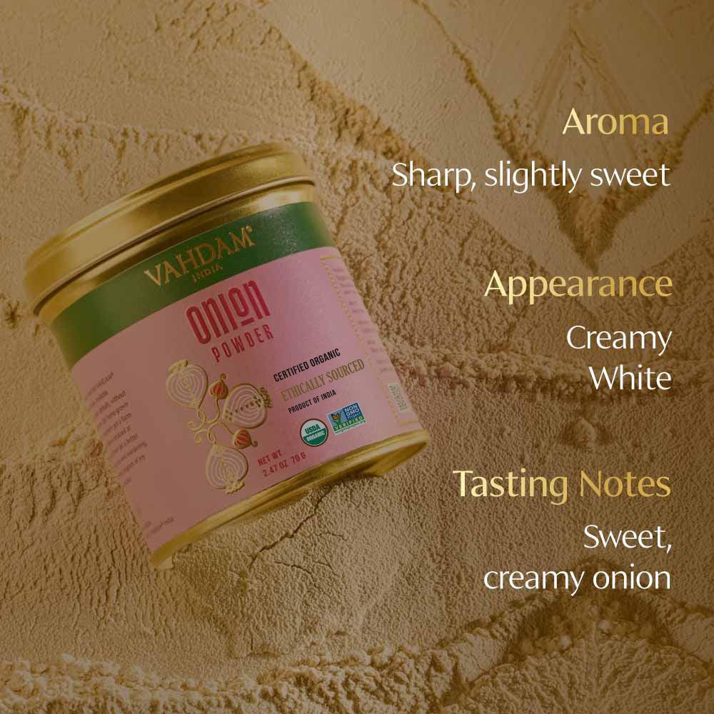 VAHDAM, Organic Onion Powder (2.47oz) Gluten-Free, Single Origin Spice, Direct from Source - USA MEGA SHOP
