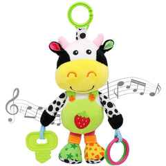 VATENIC Baby Car Seat Toys with 32 Kinds of Music and Teether, Hanging Stroller Toys, Suitable for 0-12 Months of Baby (Cows)