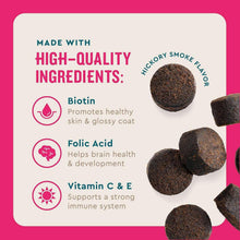 VETIQ multivitamin soft dog chews ingredient panel with dark brown chew pieces