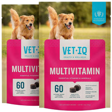 Two VETIQ multivitamin soft dog chews pouches, 60 count, Hickory Smoke flavor