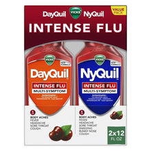 Cold & flu liquid value pack with DayQuil and NyQuil bottles, 2 x 12 fl oz