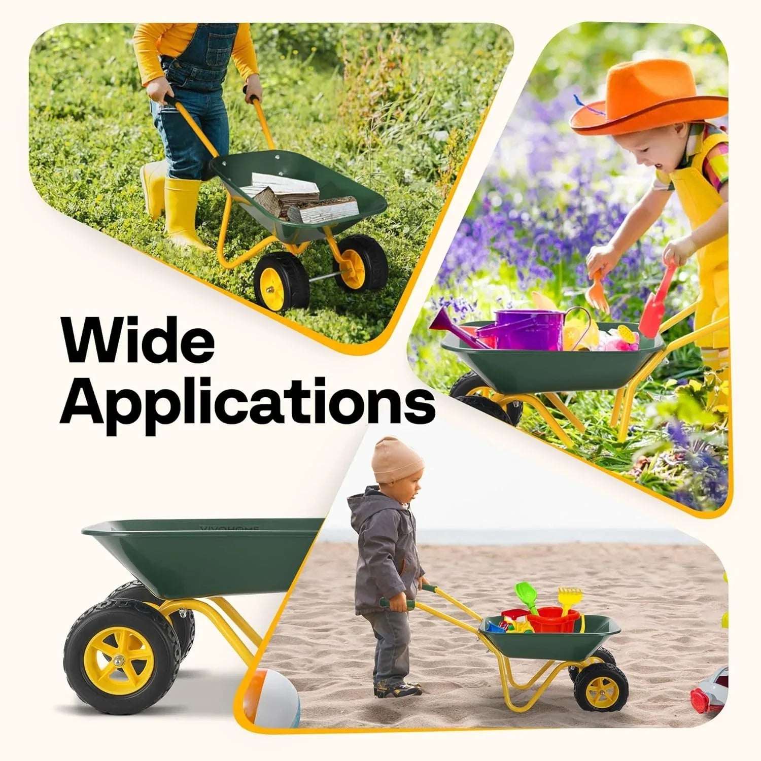 VIVOHOME Kids Wheelbarrow Children Garden cart with Toddler Gardening Tool Set Child Wheel Barrel Outdoor Indoor Toys Gift