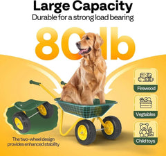 VIVOHOME Kids Wheelbarrow Children Garden cart with Toddler Gardening Tool Set Child Wheel Barrel Outdoor Indoor Toys Gift