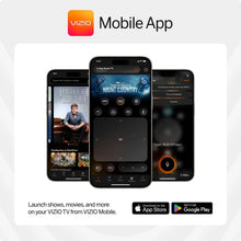 Smart TV mobile app screen with three phone displays