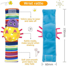 Blue wrist rattle with Velcro strap and sewn-in rattling inserts