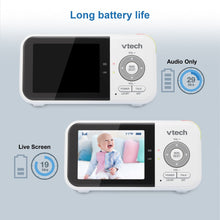 VTech digital video baby monitor parent unit with LCD screen, menu controls, and icons