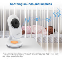 VTech digital video baby monitor camera unit on stand with orange night light
