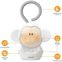 Baby monkey sleep soother with soft-glow night light and ring handle