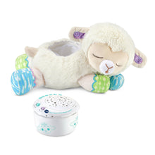 Cream plush sheep soother with white starry sound disc on front