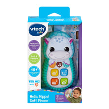 VTech baby plush hippo soft phone toy in retail box with front view