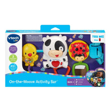 Toy activity bar in retail box with panda, chick, and ladybug character attachments