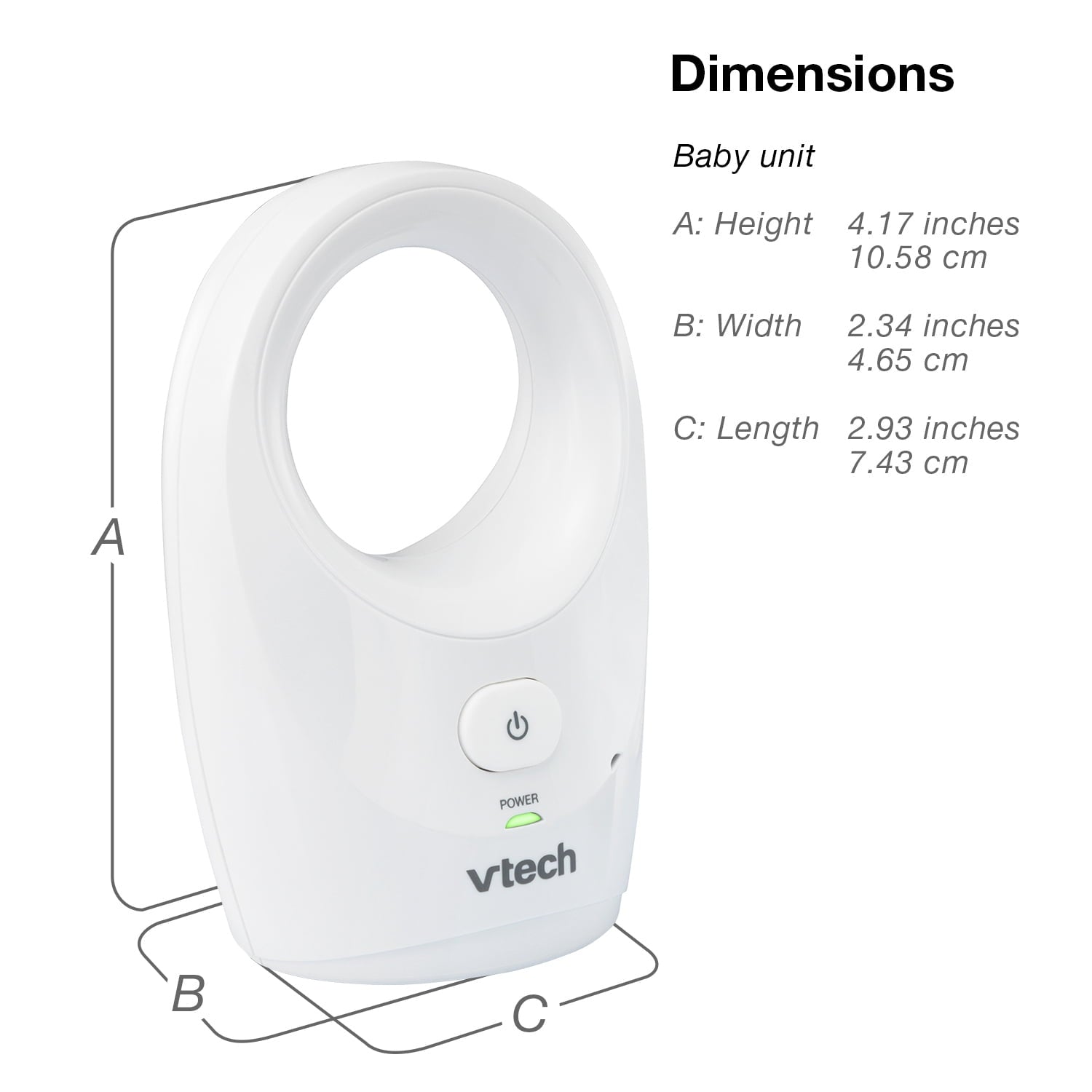 VTech DM1111, Enhanced Range Digital Audio Baby Monitor, 1 Parent Unit, White