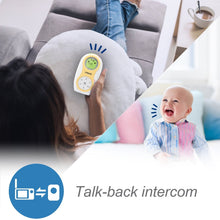 Handheld digital audio monitor with LCD display and talk-back interface icon