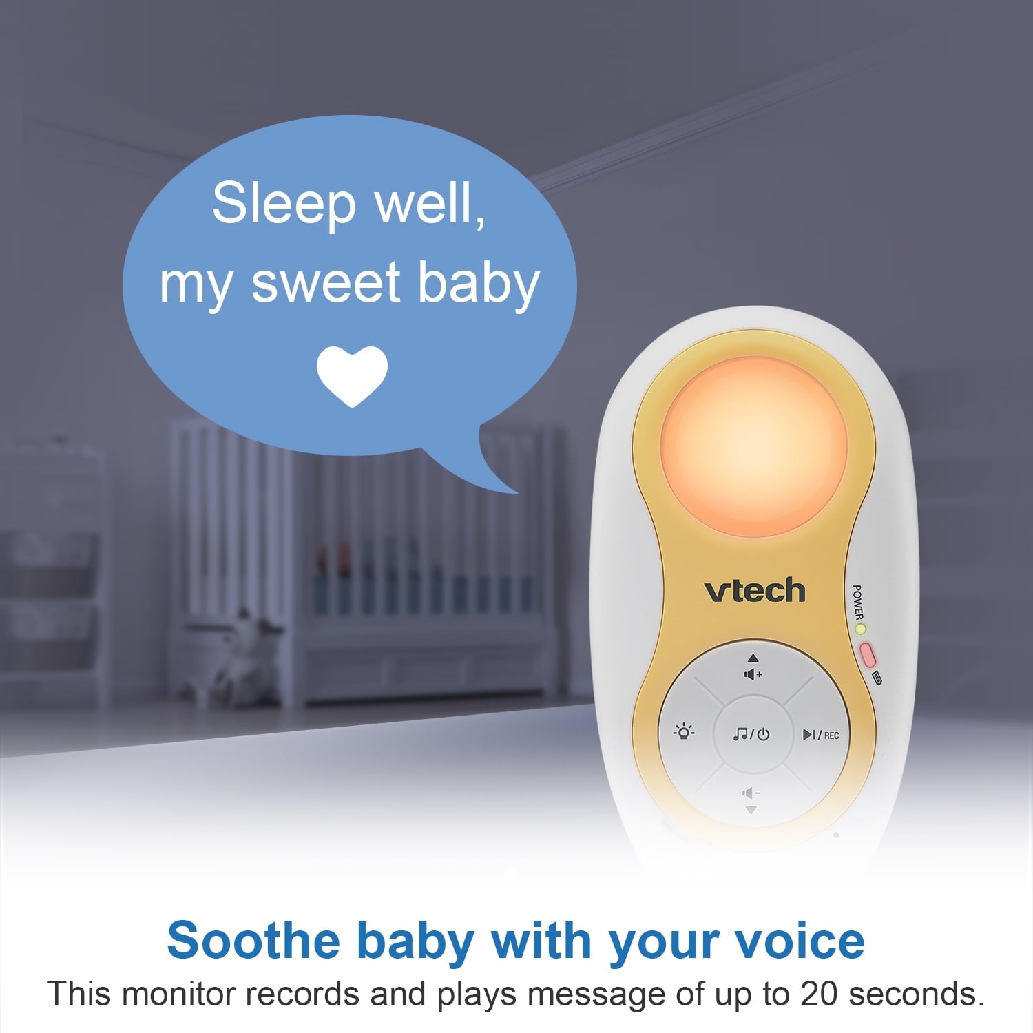 VTech DM1215 Enhanced Range Digital Audio Monitor with Dual Unit Rechargable Battery & Night Light