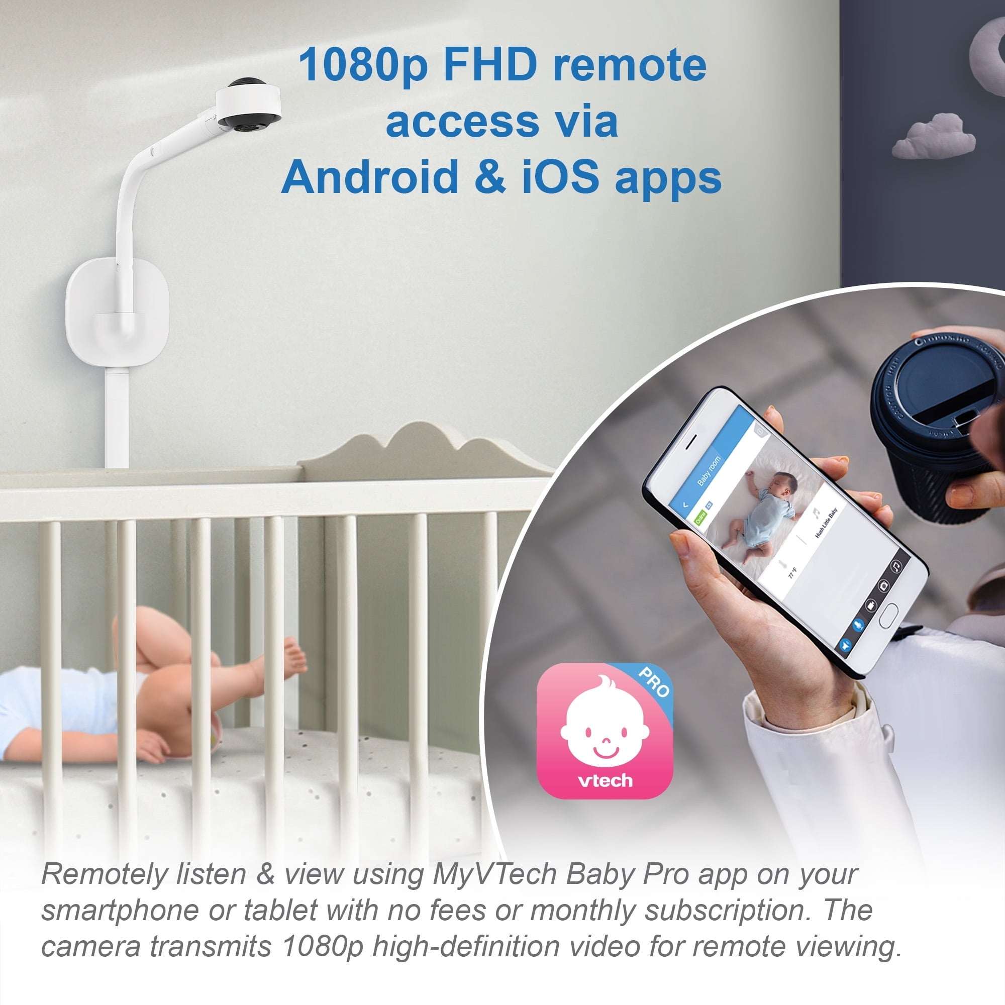 VTech RM5887HD Smart WiFi Baby Monitor with HD Display, Remote Pan & Tilt and Mobile App
