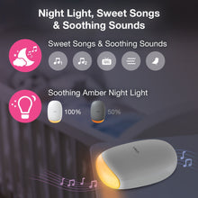 White VTech stroller soother with glowing amber night light on base