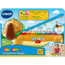 VTech Zoo Jamz xylophone dog toy box front with music features and age range