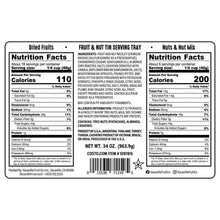 Dried fruit and nut gift box nutrition facts and ingredient panel