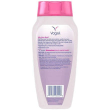 Intimate vaginal wash bottle with pink cap showing back ingredient and barcode panel