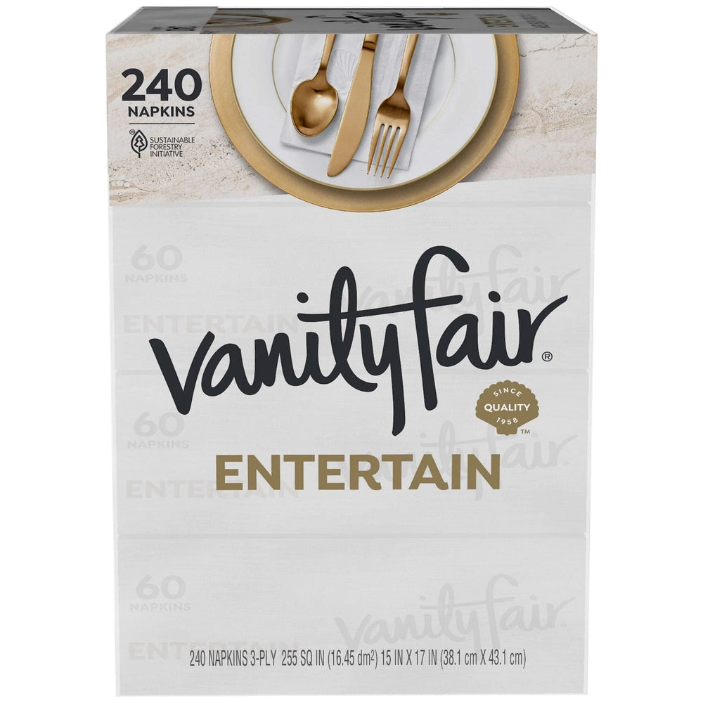 Vanity Fair Entertain White Paper Napkins, 3-ply, 60-count, 4-pack - USA MEGA SHOP