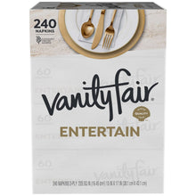 Vanity Fair Entertain white 3-ply paper napkins, 240-count box front