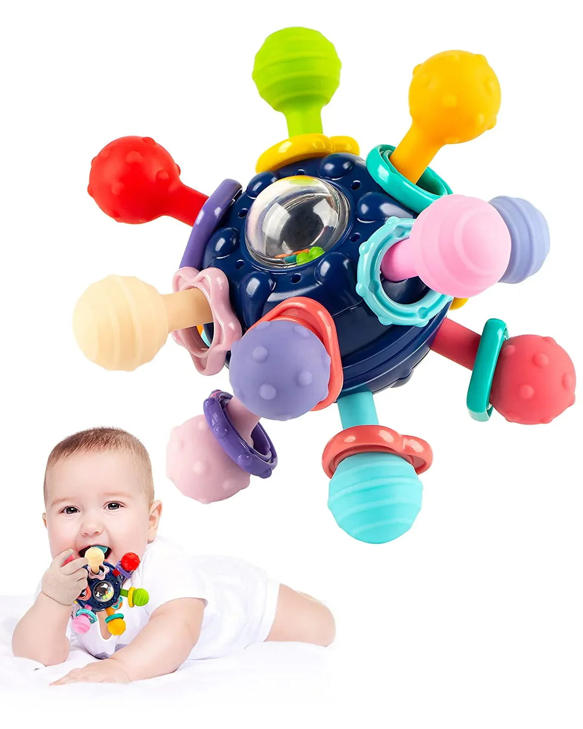 Vanmor Baby Toys Sensory Teething Balls, Baby Teething Toys for Babies 6-12 Months, Baby Teether Rattle Chew Toys, Grasping Activities Infant Toys for 12-18 Months Baby Girl Boys Gift (Red) - USA MEGA SHOP