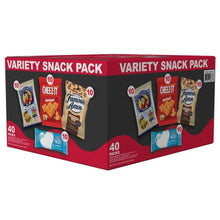 Variety snack pack box showing 40 packs with four snack varieties