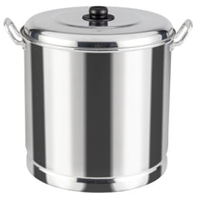 Aluminum steamer pot with domed lid and black knob handle