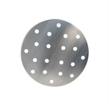 Round perforated aluminum steamer insert plate with evenly spaced holes